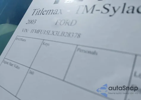 2003 Ford Expedition Xlt z USA, uszkodzony, nr VIN 1FMFU15LX3LB28378